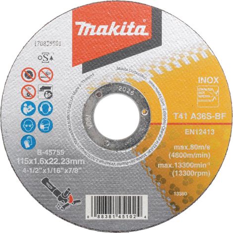 Disco de corte MAKITA acero inoxidable 115x1,6x22 mm B-45755 (1/3)