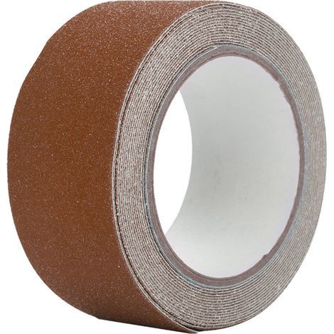 Rouleau adhésif antidérapant PVC 5M x 5cm, bande de sécurité pour escalier et sol, marron (1/5)