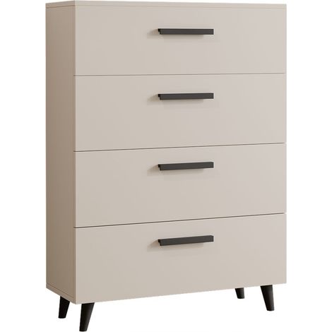 Cassettiera 80 Fiord con cassetti, stile scandinavo, cashmere, nero, su gambe (1/5)