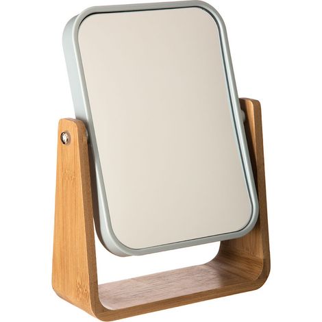 Miroir De Salle De Bain Avec Pied En Bambou Collection Naturéo.