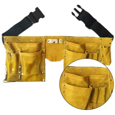 Ceinture à outils en cuir boucle à dégagement rapide charpentier Construction tablier outil pochette de rangement ceinture (1/4)