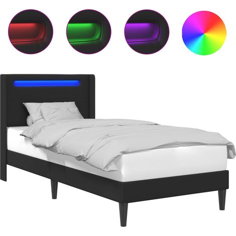 Bed Frame with LED Strip Lights Black 90 x 190 cm Faux Leather vidaXL