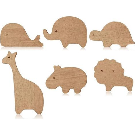 Boutons D\'Armoire en Bois en Forme D\'Animaux, Boutons de Commode DéCoratifs avec Vis, PoignéEs de Commode en Bois, Boutons