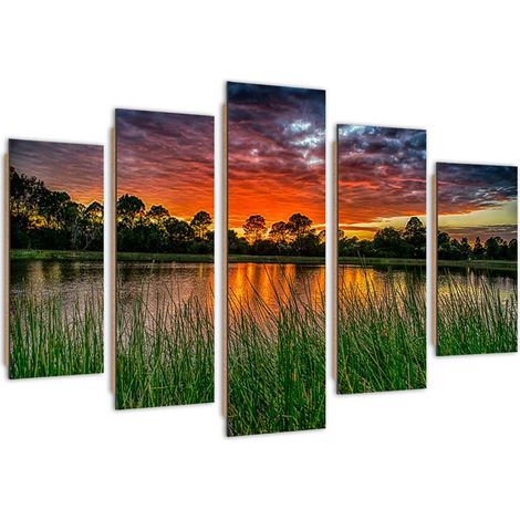 Quadro deco panel 5 parti, Il cielo al tramonto - 100x70 (1/5)