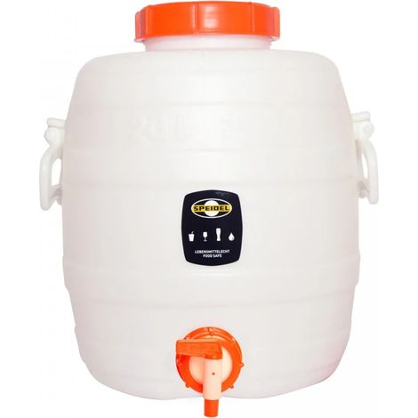 Tanque de fermentación de plástico Speidel redondo con tapa y grifo de salida - 20L
