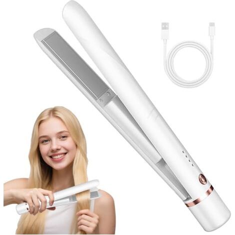 Mini fer styler - Sans fil, 2-en-1 fer à lisser et à friser, Mini modèle pour voyage, Compatible avec tous types de cheveux, Lissage, ondes, boucles intérieures/extérieures (1/5)