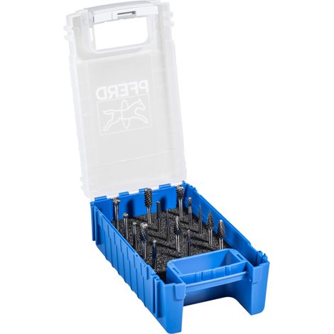 PFERD TOOLS Hartmetall Kleinfrässtift Set 1503 Zahnung 3 PLUS 15-tlg. Ø 6/4/3mm Schaft-Ø 3mm universal mittel kreuzverzahnt