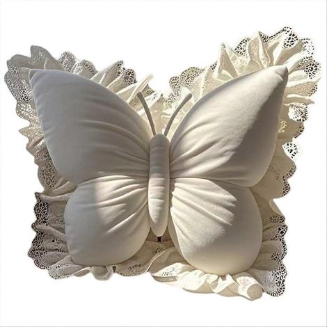 Coussin papillon princesse blanc pour bureau, salon, chambre, voiture, canapé, coussin de maison (1/5)