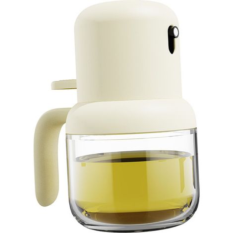 Flacon pulvérisateur d'huile de 180 ml, poignée ergonomique, fermeture hermétique, plastique/verre, anti-poussière, huile d'olive en spray pour la cuisine et la maison, beige (1/5)