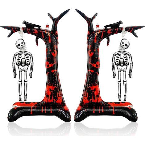 Lot de 2 ballons en aluminium pour Halloween - Motifs de crâne suspendu et d'arbre ensanglanté, parfaits pour les décorations d'Halloween, l'ambiance de fête et la décoration de maisons hantées (1/5)