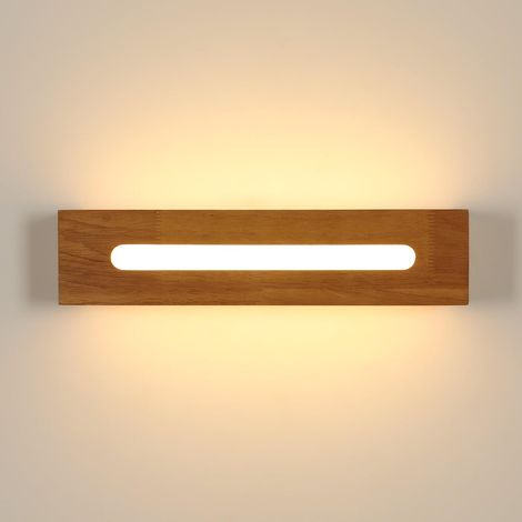 Applique Murale LED Intérieure, 18W Lampe Murale Moderne Bois, Applique Murale Retro pour Chambre, Salon, Couloir, Escalier, Café, 3000K Blanc Chaud