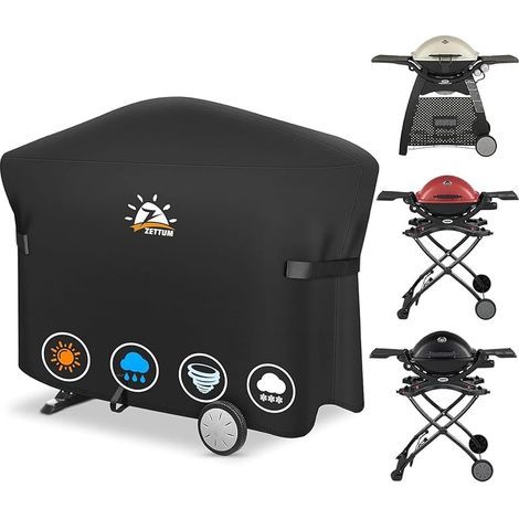 Housse pour Barbecue Exterieur pour Weber Q2000/3000 Serie, 7112 Housse pour Barbecue Robuste et imperméable Barbecue Bâche de Protection BBQ (144 L x 57 W x 99 H CM) (1/5)