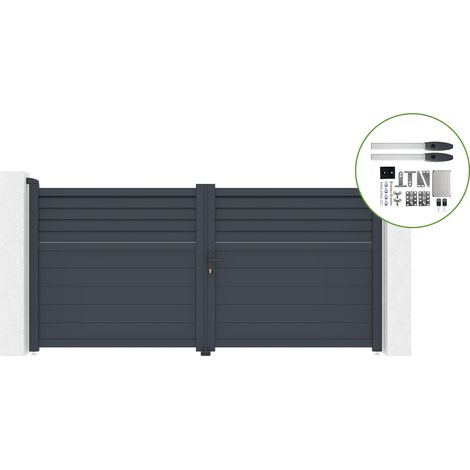Portail battant 3m CARPATIA H.140cm alu + motorisation HICKER B200 (1/4)