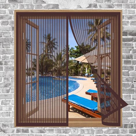 Moustiquaire Magnetique Fenetre 120 x 150 cm, Maille Ultra Fine Moustiquaire, Anti Insecte Pliable pour La Plupart Les Types de FenêTres ou Porte, Marron (1/5)