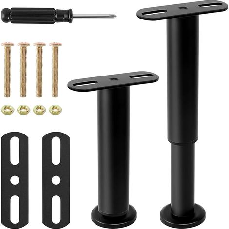 Pieds De Lit Ajustables, 2 Pièces Pieds De Meuble Rétractables 18-30cm, Pieds De Support en Métal Pieds De Sommier Pieds Réglables en Hauteur pour Armoire Lit Canapé Table De Chevet Chaise
