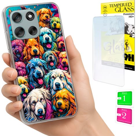 Funda para Motorola Moto G56 con foto, gráficos de perros y cristal (1/5)