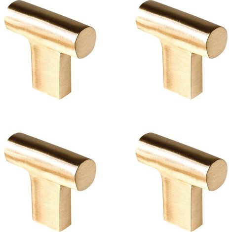 Lot 4 Boutons T Zamak Laiton Bouton De Tirage En T Pour Meubles, Finition Laiton - Rei