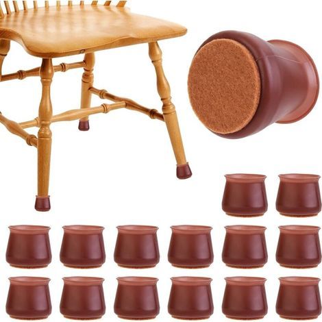 32Pcs Couvre-Jambes de Chaise en Silicone Rond avec Coussin en Feutre pour Housse de Protection de Meubles Elastique pour Eviter Les Rayures 30-45mm (1/4)