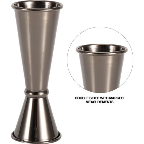 Ensemble de 5 pièces en acier inoxydable noir de style Boston : shaker à cocktail, verre doseur, passoire et cuillère à mélanger. (1/5)
