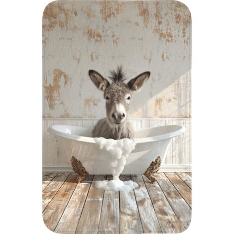 TAPPETINO PER WC Asino - Animali - Vasca da bagno - Schiuma 50x80 cm
