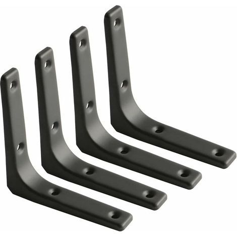Wandregalhalterung, mattschwarze Metallhalterung, Metallregalträger für Küchendekoration, robuste Halterung, 100 mm x 100 mm, 4 Stück