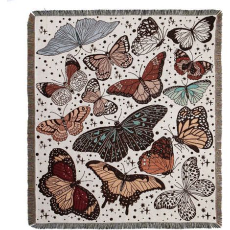 Stück 160x130cm Strickdecke mit Schmetterlingsmotiv, verziert mit Fransen, im Bohème-Stil, schlicht, weich, bequem, wärmend für Sofa, Couch, Sessel, zum Ausruhen und Nickerchen