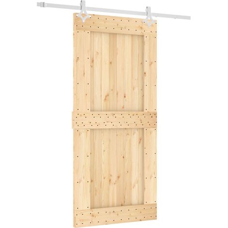 Schiebetür Natürlich und Weiß 95 x 210 cm Massivkiefer vidaXL