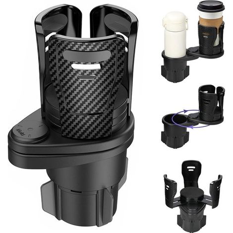 Ampliador de portavasos 2 en 1 mejorado - Doble giratorio 360° - Apto para Stanley - Fibra de carbono (1/5)