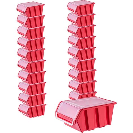 Boîte de rangement, plastique durable, design modulaire, Rouge (1/5)