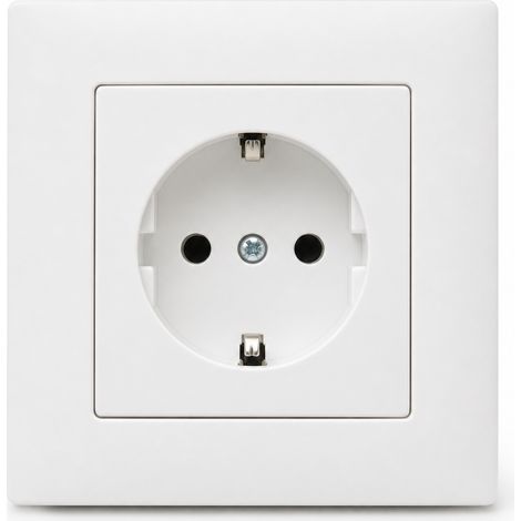 Prise murale encastrable 10A blanche ignifuge usage domestique (1/5)