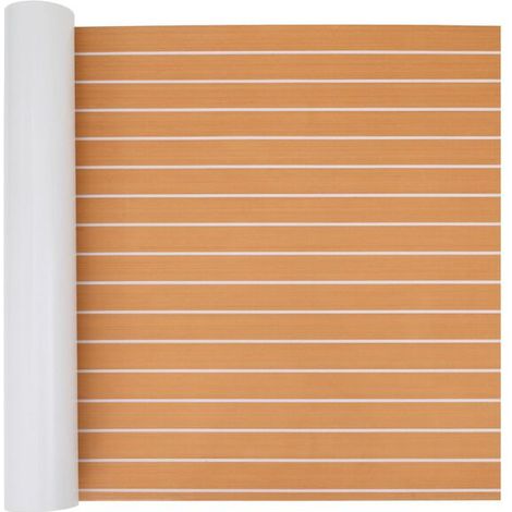 Tapis de bateau à rayures marron et blanches, 240 x 90 cm, en matériau EVA. (1/5)