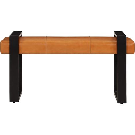 vidaXL Banco piel de cabra auténtica negro y marrón 110 cm (1/2)