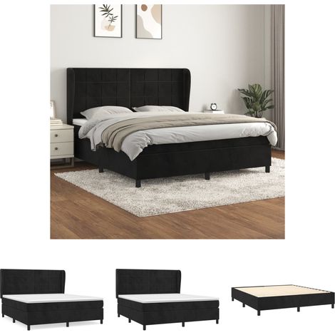 Bettgestell mit Matratze,Betten für Erwachsene,Boxspringbett,Schlafzimmerbett Schwarz 180x200 cm Samt -Maison 23054 (1/5)