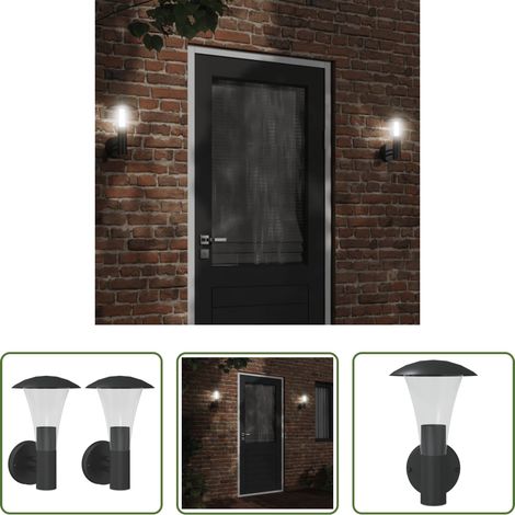 Éclairage extérieur - Appliques murales d'extérieur 2 pcs noir acier inoxydable (1/5)