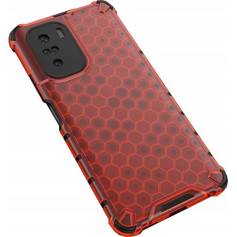 Cover protettiva a nido d'ape con cornice in gel per Xiaomi Redmi K40 Pro+ / K40 Pro / K40 / Poco F3, colore rosso. (1/5)