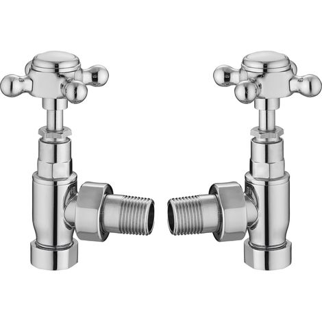 Hudson Reed Crosstop Angled Radiator Valves Pair - Chrome (1/2)