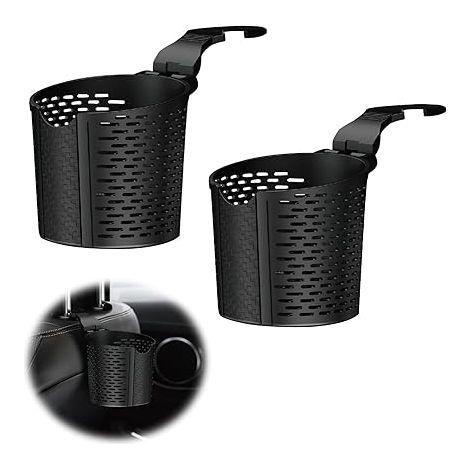 Lntyq Getränkehalter fürs Auto, Dosen-/Flaschenhalter, universeller Getränkehalter fürs Auto zum Aufhängen für Getränke, Thermoskanne, Kaffee, Flasche, Mini-Mülleimer, 8,5 cm Durchmesser (schwarz), 2  (1/5)