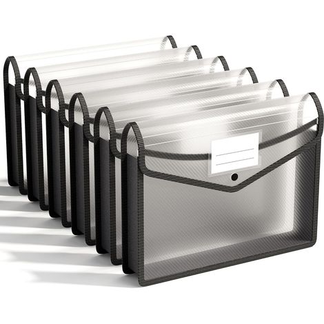 ABC life Pochette Plastique A4,6 Pcs Enveloppe Transparente Chemise à Bouton Pression Polypropylène Porte-Document Extensible Fichier Document,Premium Poly Poches Enveloppe avec Porte-Cartes de Visite (1/4)