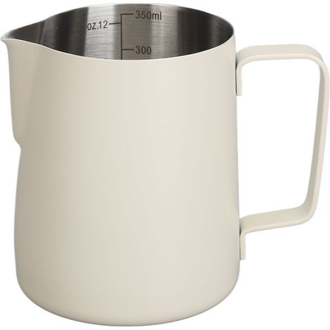 350-ml-Milchkännchen aus Edelstahl zum Aufschäumen von Kaffee – Spitz zulaufender Ausguss mit Blumendekor – Ideal für die Kaffeezubereitung zu Hause und für Baristas (1/5)