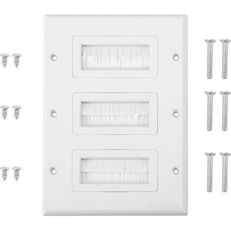 Wall Plate Brush, Cable Entry/Exit Brush, Plastic Dustproof Plate, Cable Passage Hole for HDMI or Network/Telephone Cables (3)