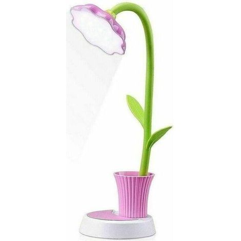 Lampe de bureau rechargeable créative Lampe de table à capteur tactile de protection des yeux LED Lampe de chevet à intensité variable avec porte-stylo (Rose, 10 × 11 × 41 cm)-Fei Yu (1/4)