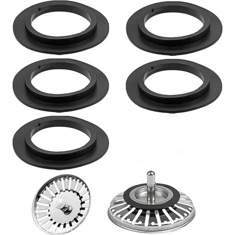 Juntas para tapón de fregadero, 5 piezas Junta de goma para fregadero Sello de tapón de fregadero Sellos de labio universales Sello de elastómero para cestas de filtro Tapón de válvula de drenaje y co