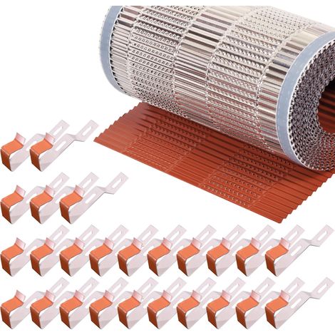 DMS – Kit faitière avec closoir rouge 400 mm x 10 ML – 25 clips de fixation en aluminium – Ventilation et étanchéité des faîtières