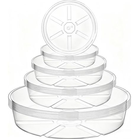 Lot de 24 soucoupes Transparentes en Plastique pour Plantes d'intérieur et d'extérieur, 15,5 cm, 20,5 cm, 25,5cm, 30,5 cm, 4 Tailles