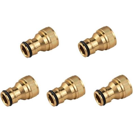 Adaptateur de tuyau de robinet en alliage d'aluminium à filetage interne 4 points (connecteur à mamelon), lot de 5 (1/5)