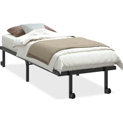Lit simple,Lit adulte,Cadre de lit sans matelas pliable noir 75x190 cm acier CFW1916073 (1/5)