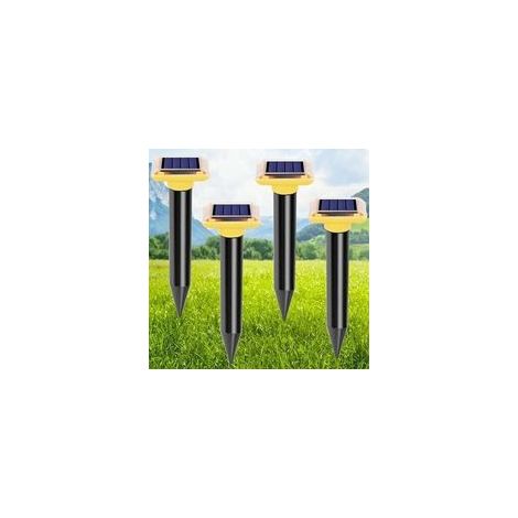 Solarbetriebenes Ultraschall-Maulwurfsabwehrgerät, 4-teiliges Set, IP66 wasserdicht, wasserdicht, Ultraschall-Schlangenabwehrgerät, Nagetierabwehrgerät - Crezuo