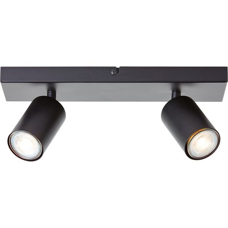 Barre de spots LED Brilliant Jello 2-flammes noir mat, métal, 2x LED, GU10, 5 W, lampes à réflecteur LED incluses (flux lumineux : 345lm, couleur de la lumière : 3000K) (1/5)
