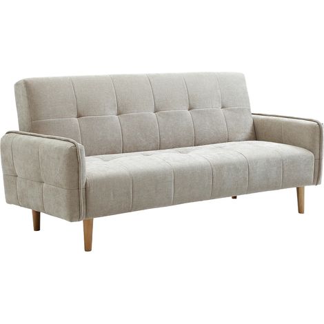 Divano letto 3 posti clic-clac in tessuto beige - SONIATA (1/5)