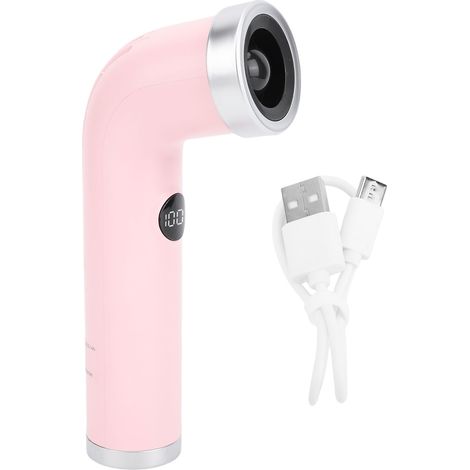 Handventilator ohne Rotorblätter, Typ C, wiederaufladbar, Digitalanzeige, klein, tragbar, Kühlung für Reisen und Outdoor-Aktivitäten, Roseate